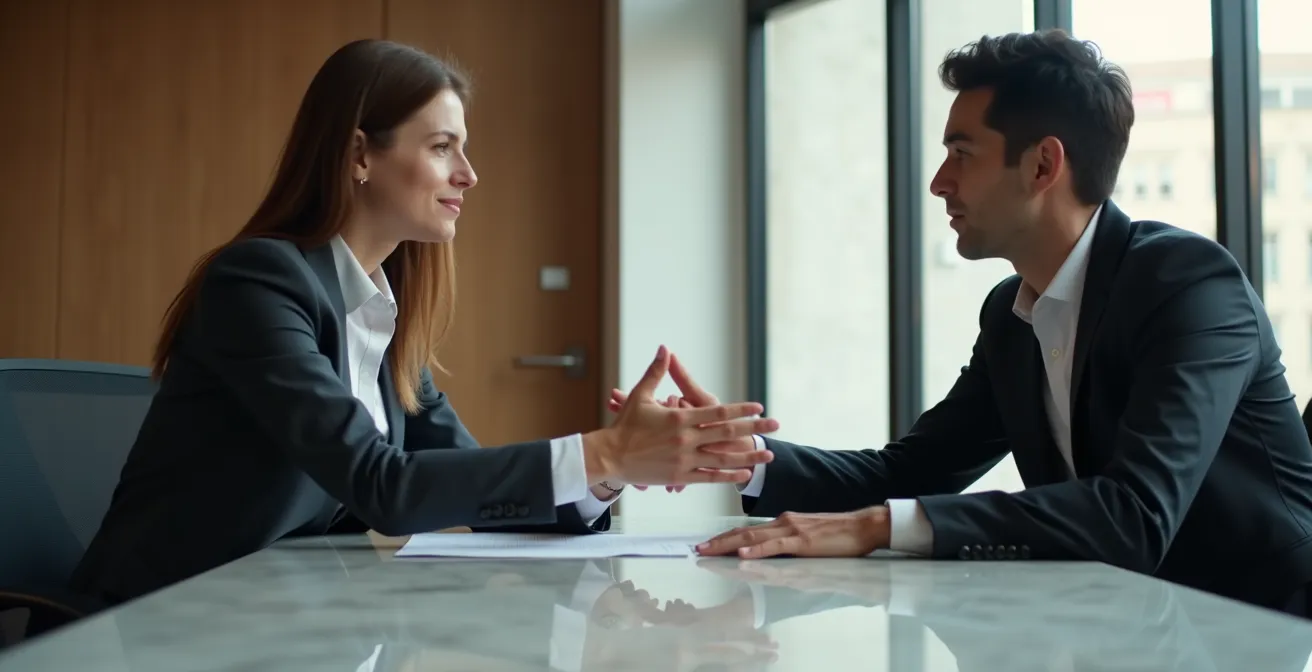 Verhandlungssituation zwischen Geschäftspartnern über erweiterte Zahlungsziele