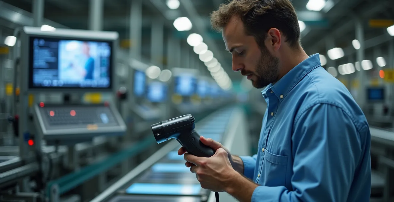 Moderne Fertigungslinie mit integrierten Qualitätsprüfpunkten