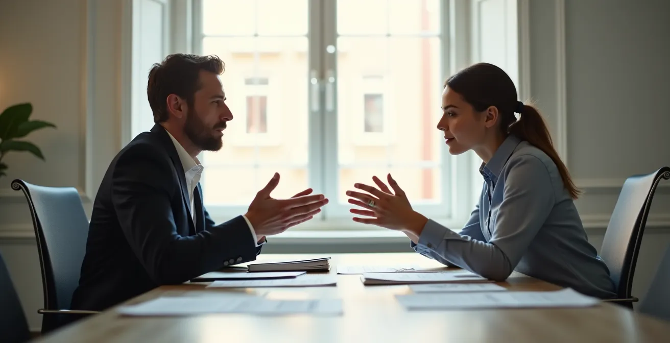 Geschäftspartner in konstruktiver Verhandlung über Zahlungskonditionen